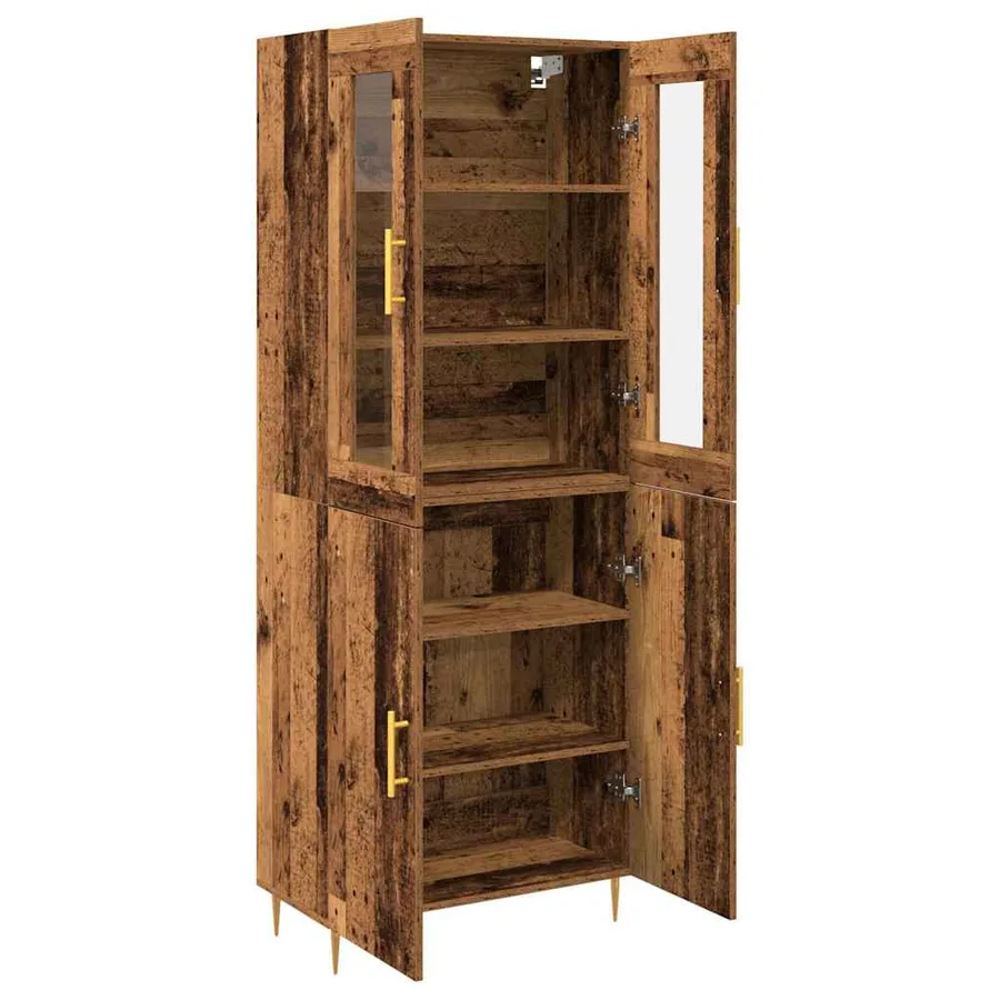 Haut Armoire 2 pcs Bois ancien Bois d'ingénierie - 5