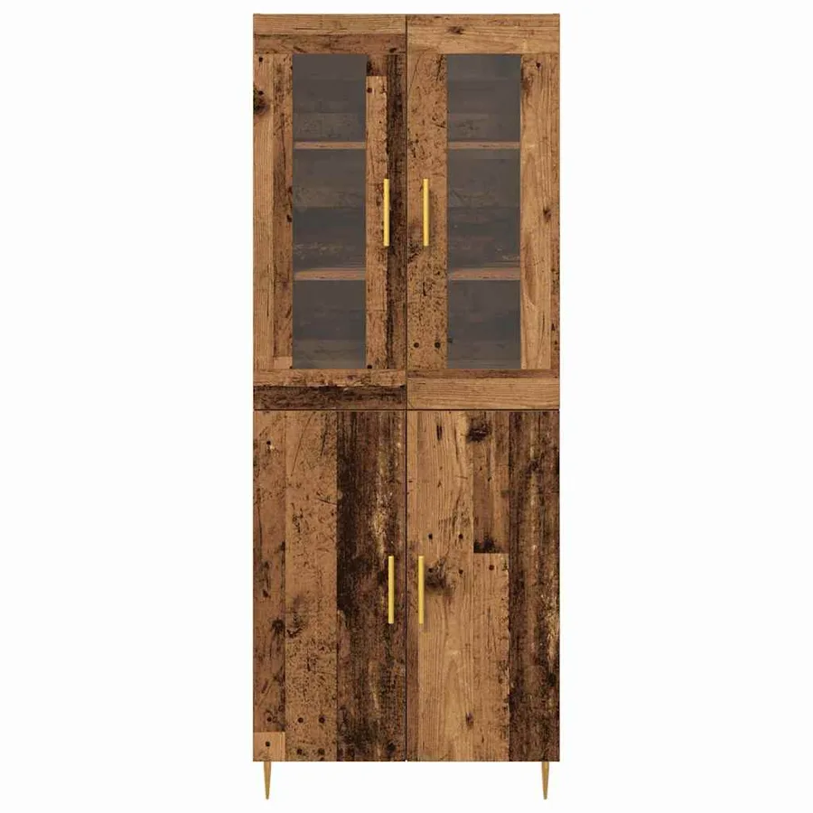 Haut Armoire 2 pcs Bois ancien Bois d'ingénierie - 6
