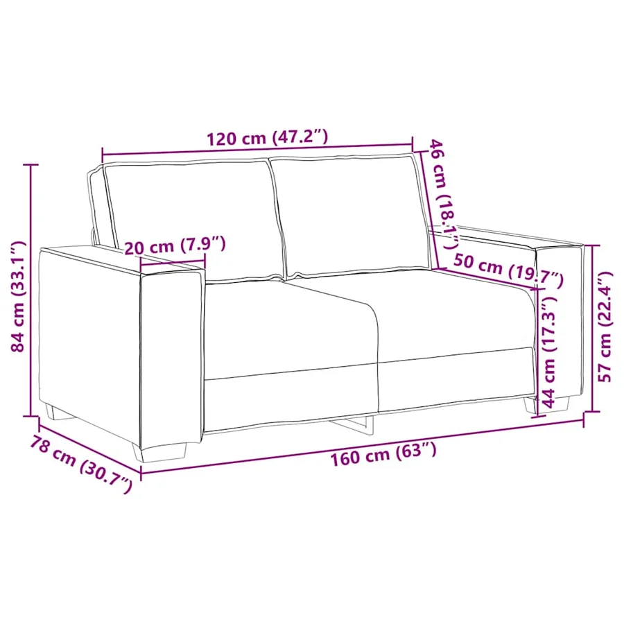 Canapé deux places Cappuccino 160 cm Simili cuir - 9