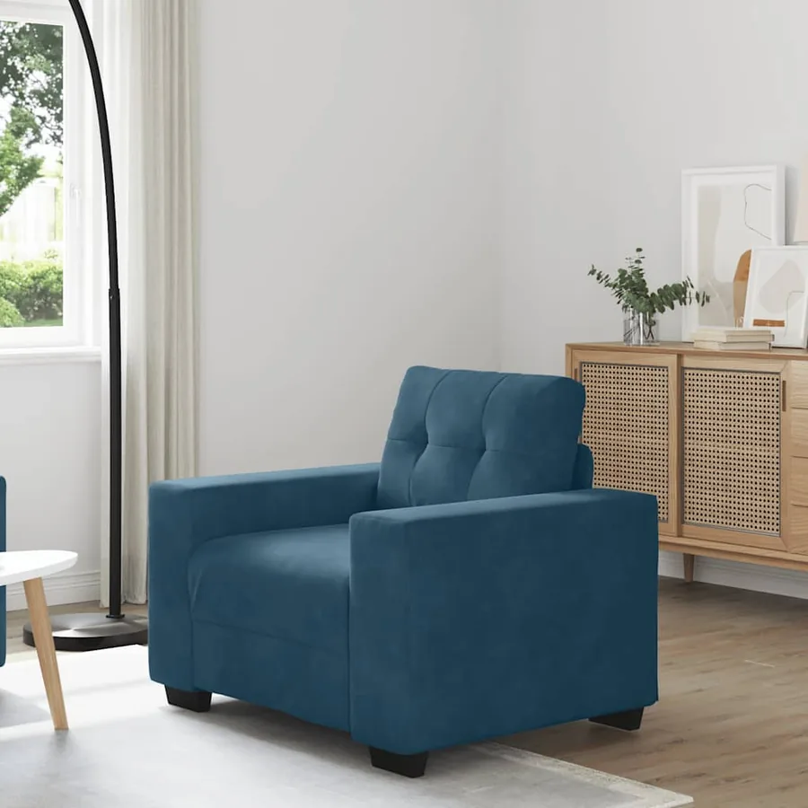 Fauteuil canapé bleu 100x78x80 cm velours