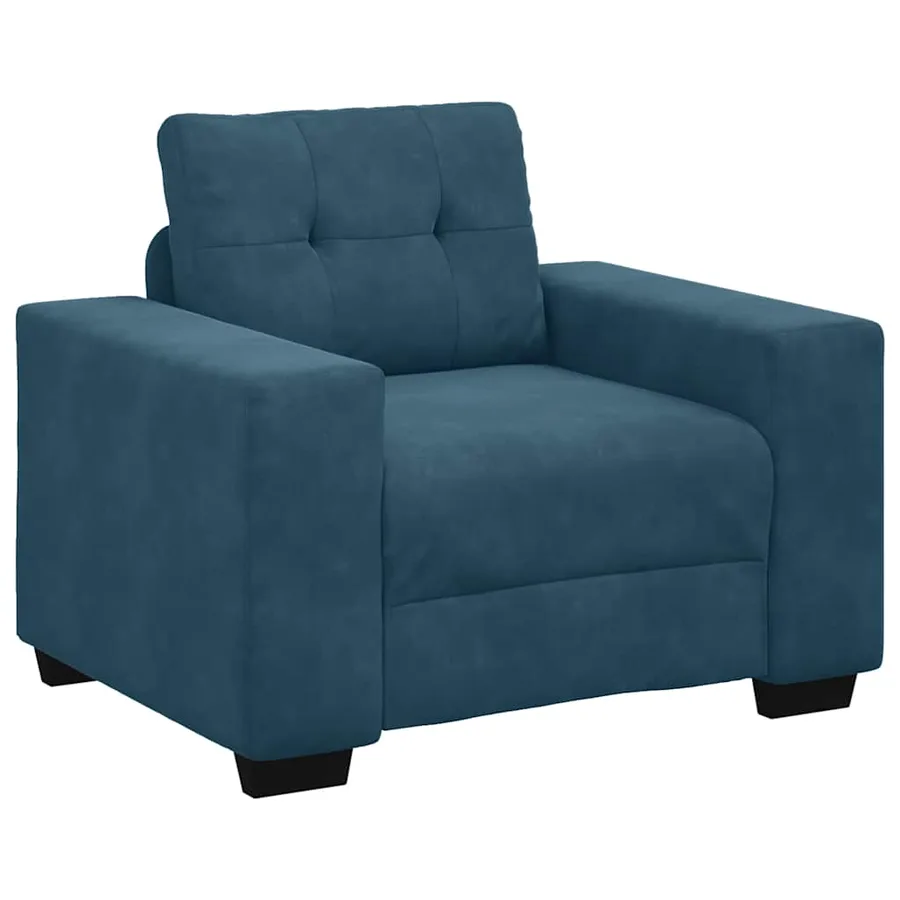 Fauteuil canapé bleu 100x78x80 cm velours - 2