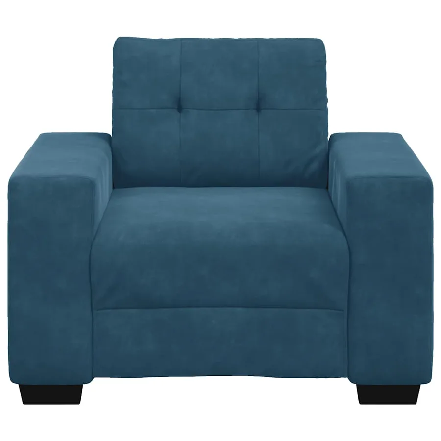 Fauteuil canapé bleu 100x78x80 cm velours - 4