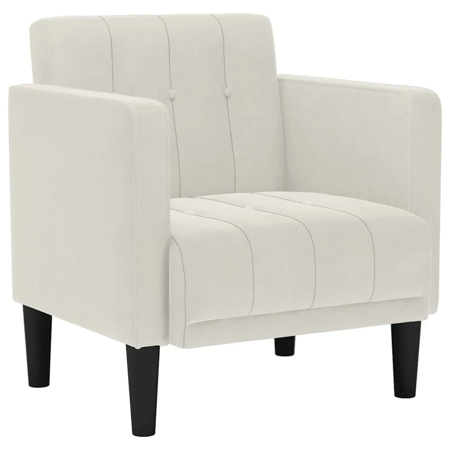 Fauteuil canapé avec accoudoirs couleur crème 53 cm velours - 2