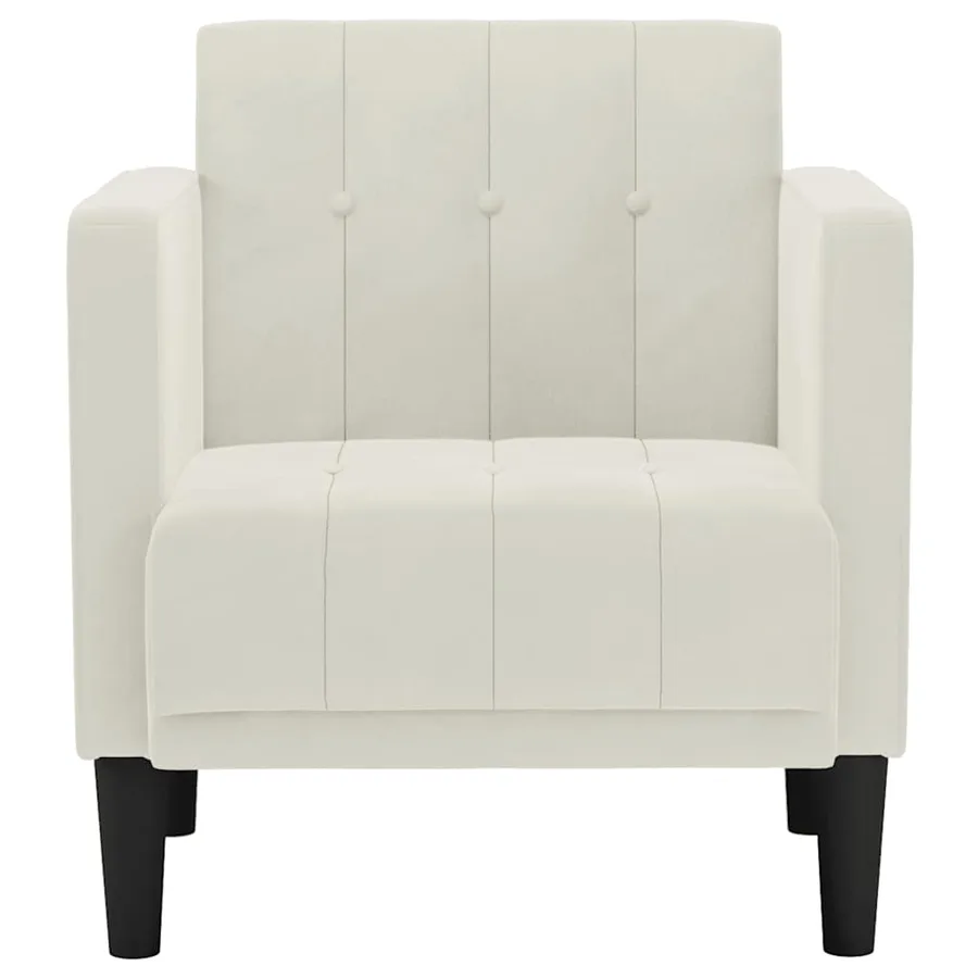 Fauteuil canapé avec accoudoirs couleur crème 53 cm velours - 3