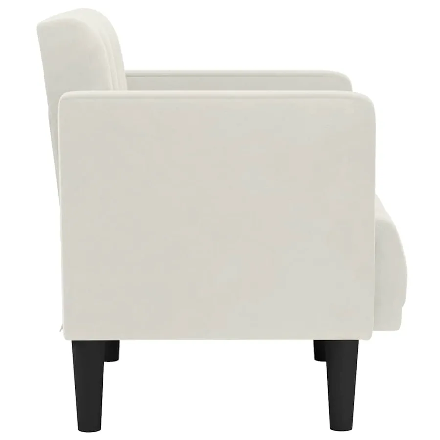 Fauteuil canapé avec accoudoirs couleur crème 53 cm velours - 4