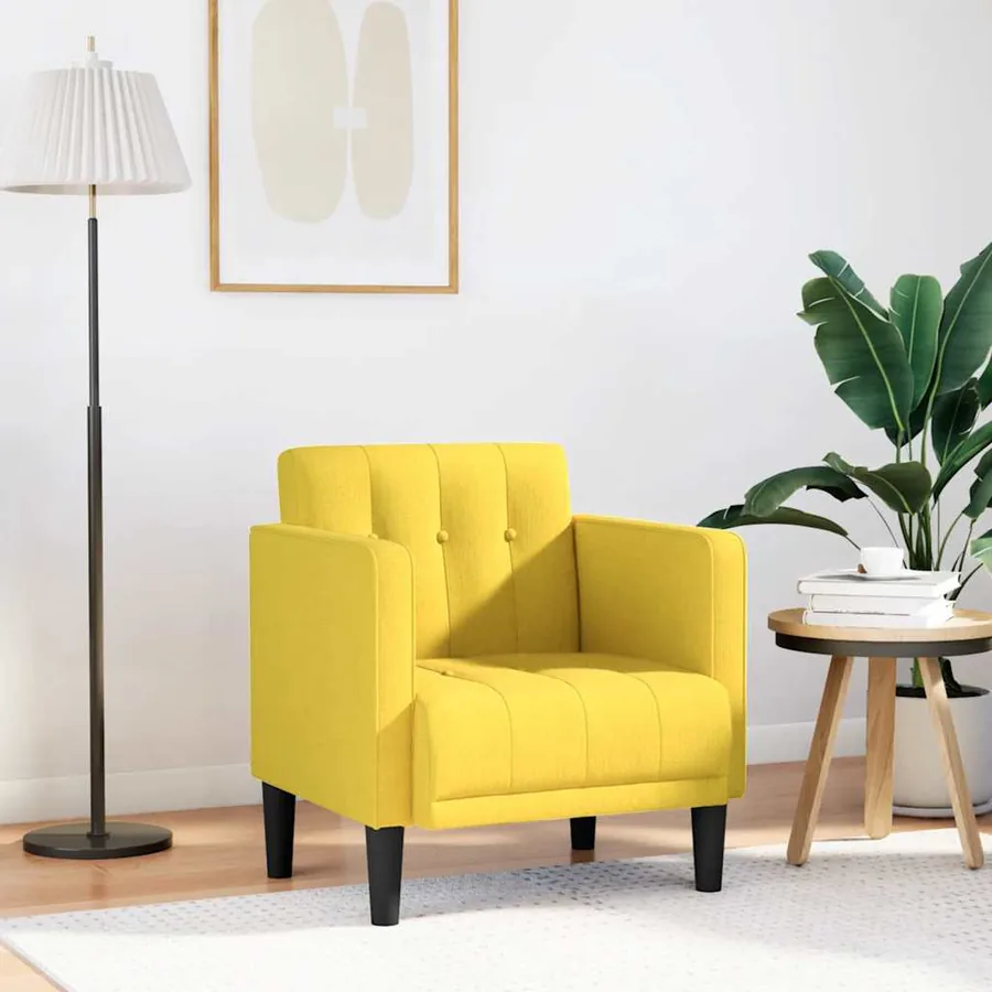 Fauteuil canapé avec accoudoirs tissu jaune clair 53 cm