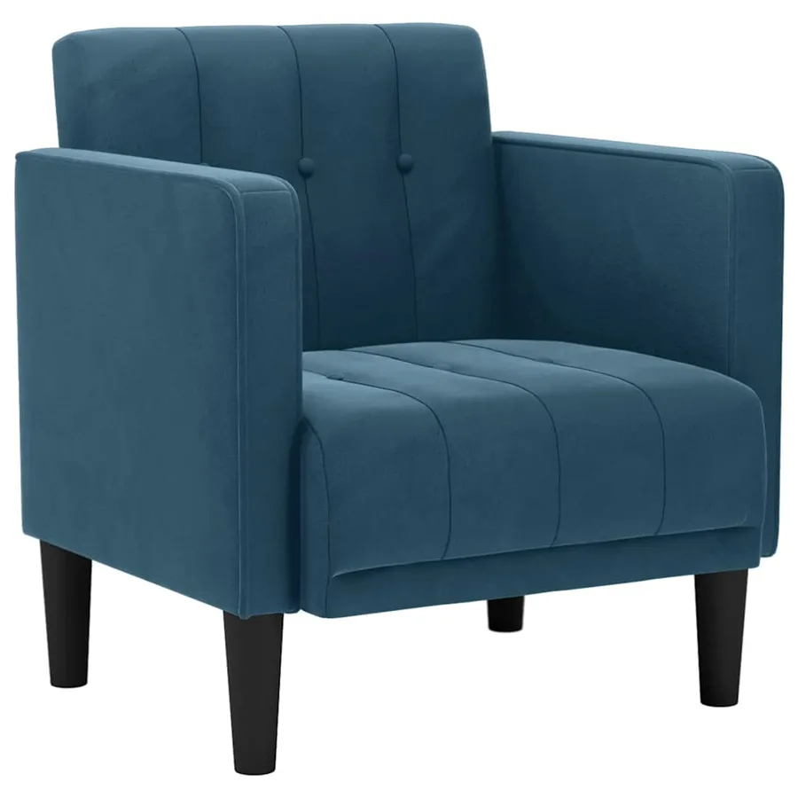Fauteuil canapé avec accoudoirs velours bleu 53 cm - 2