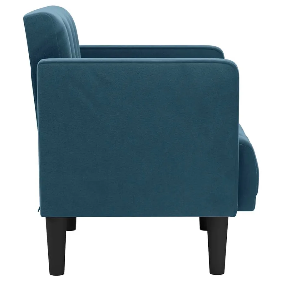 Fauteuil canapé avec accoudoirs velours bleu 53 cm - 4