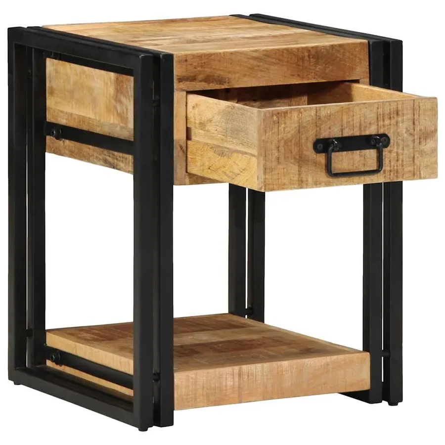 Tables de chevet (2 pcs) 40x40x50 cm Bois massif brut de manguier - 3