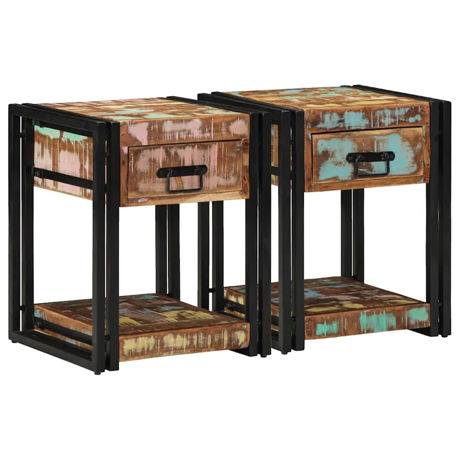 Cabinet de chevet 2 pcs 40 x 40 x 50 cm Bois Recyclé Solide