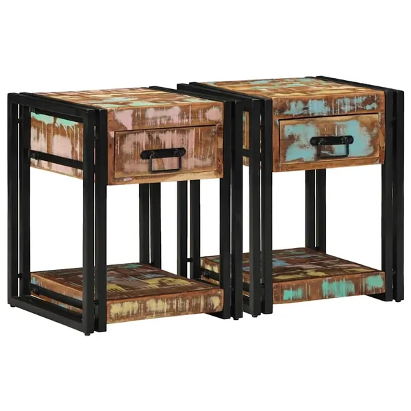 Cabinet de chevet 2 pcs 40 x 40 x 50 cm Bois Recyclé Solide