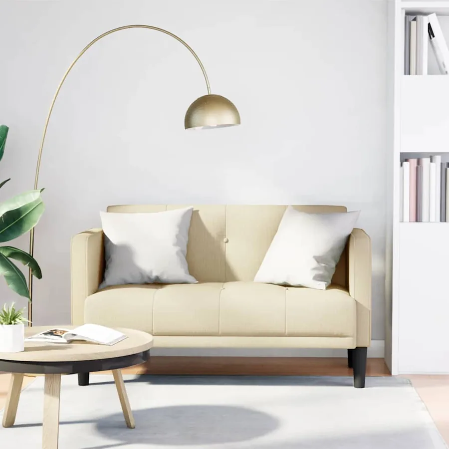 Canapé deux places crème 111 cm en tissu