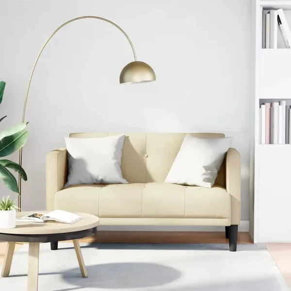Canapé deux places crème 111 cm en tissu