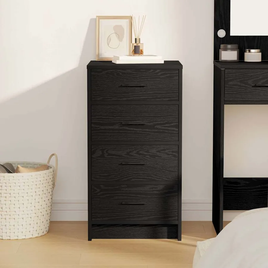 Buffet avec tiroir Chêne noir 40 x 41 x 75 cm Bois d'ingénierie - 4