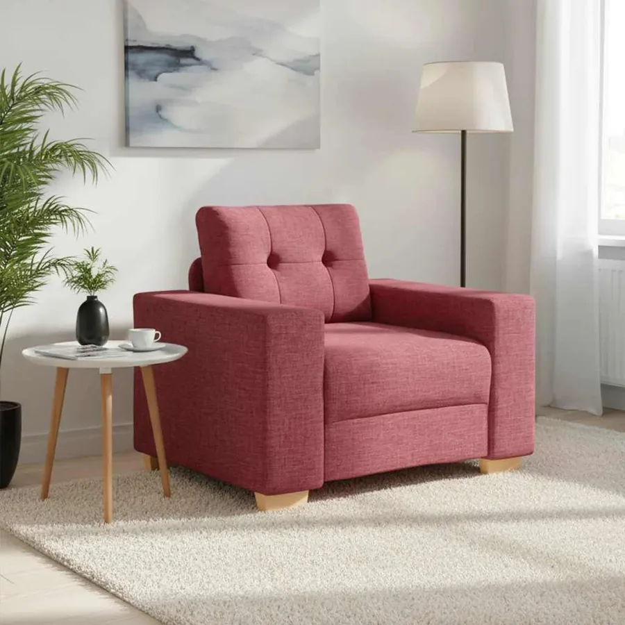 Canapé/Fauteuil rouge vin 100x78x80 cm tissu