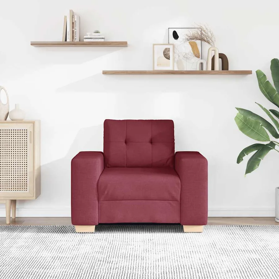 Canapé/Fauteuil rouge vin 100x78x80 cm tissu - 3
