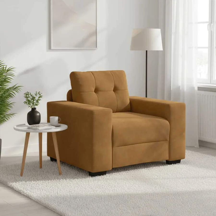 Fauteuil canapé marron 100x78x80 cm velours