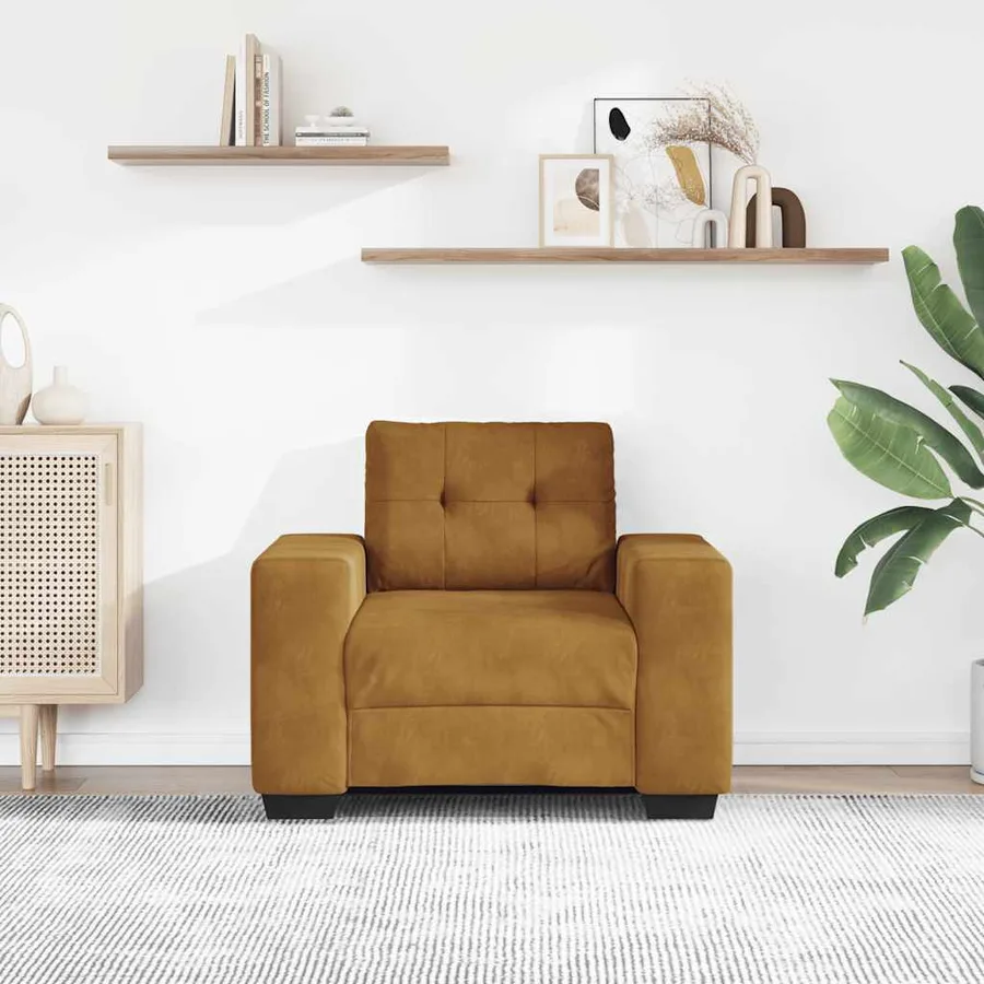 Fauteuil canapé marron 100x78x80 cm velours - 3