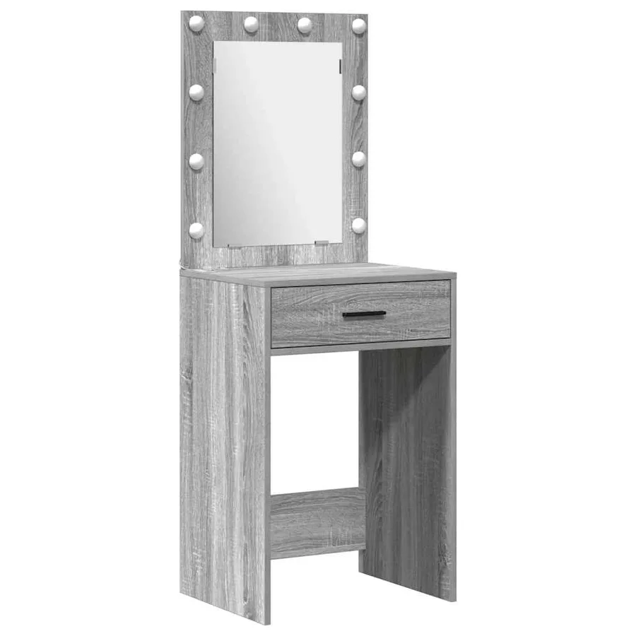 Ensemble de table de maquillage avec LED 3 pcs Gris Sonoma - 5
