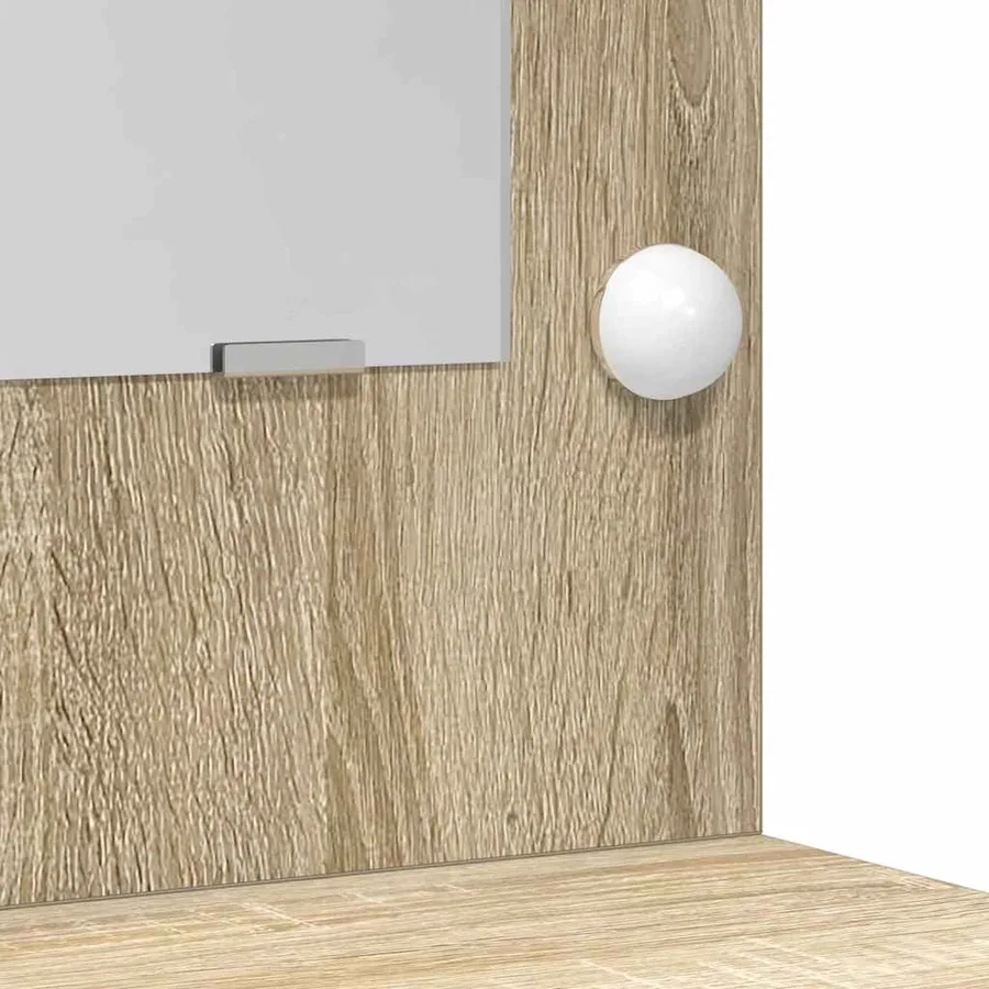 Ensemble de table de maquillage avec LED 3 pcs Chêne Sonoma - 9