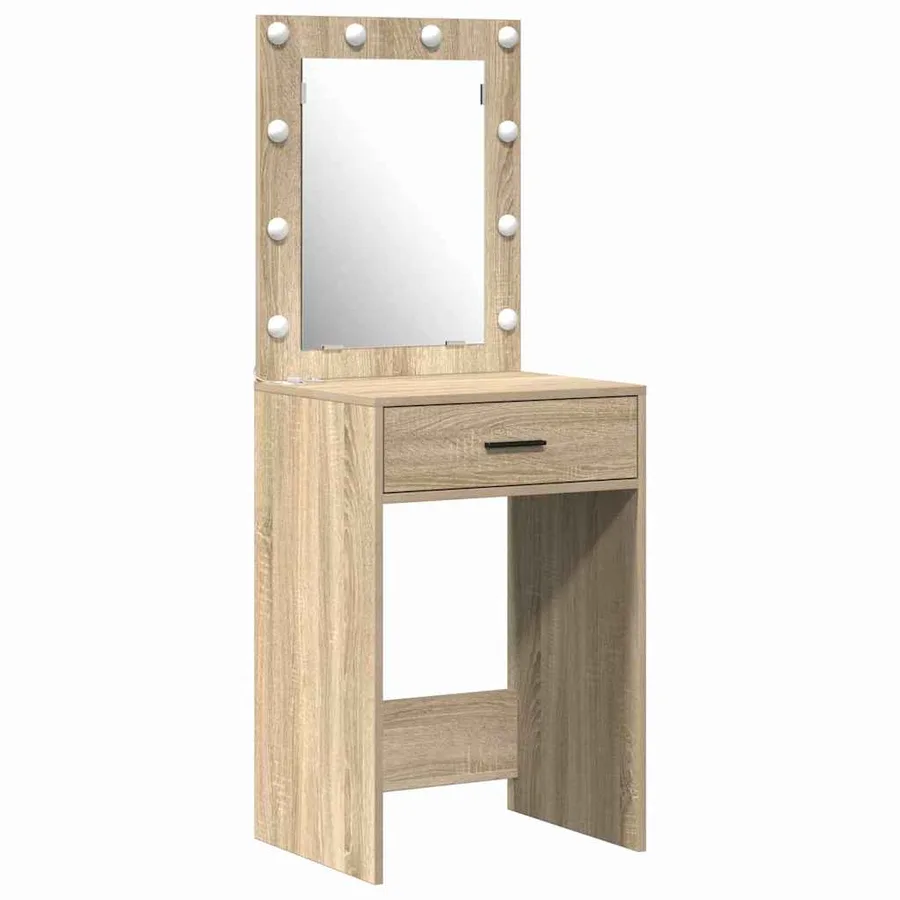 Ensemble de table de maquillage avec LED 2 pcs Chêne Sonoma - 5