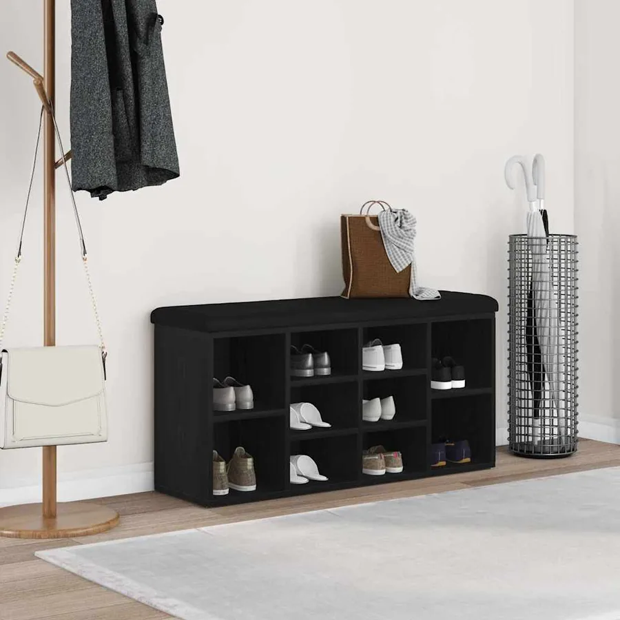 Banc à chaussures Chêne noir 102 x 32 x 50 cm Bois d'ingénierie