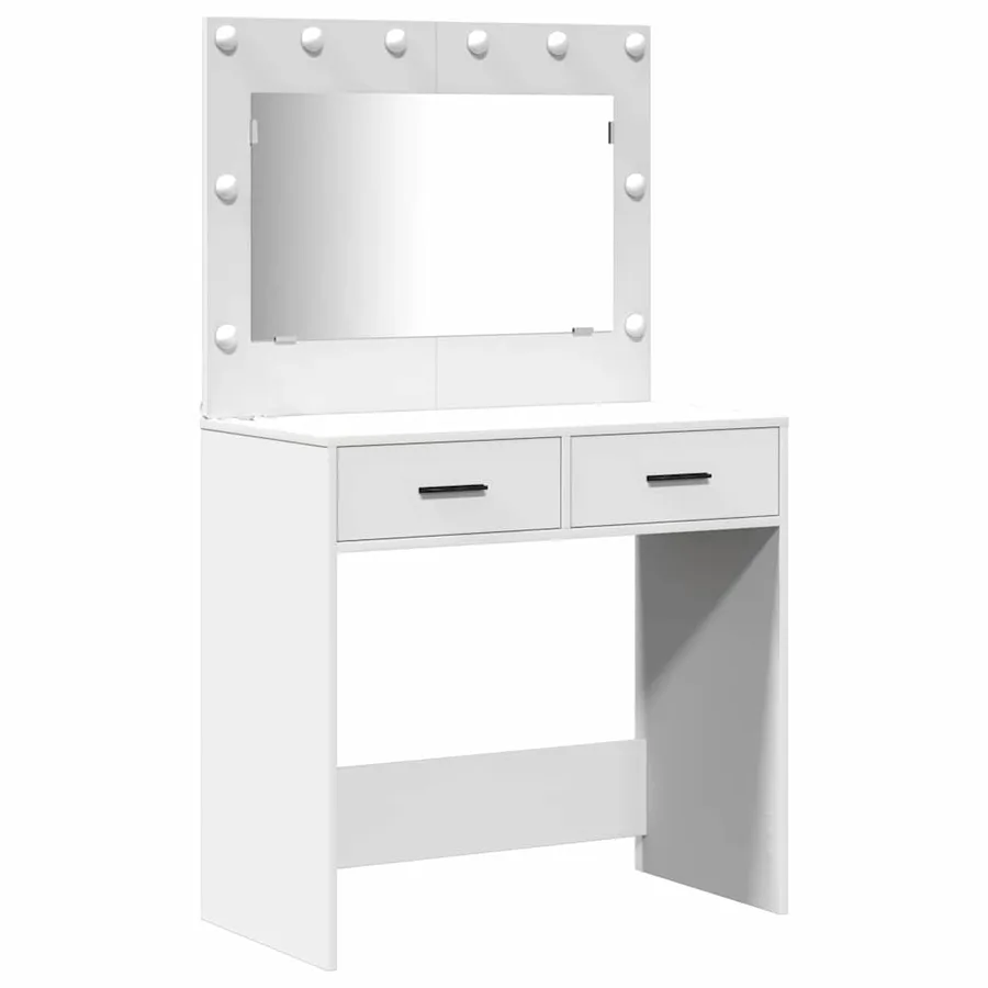 Ensemble de table de maquillage avec LED avec porte 3 pcs Blanc - 5