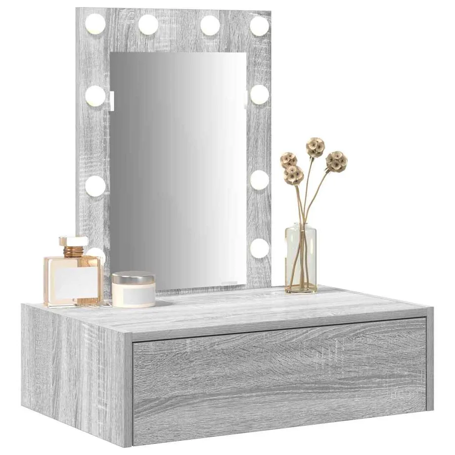 Table de Toilette Gris 60 x 40 x 70 cm Bois d'ingénierie - 3