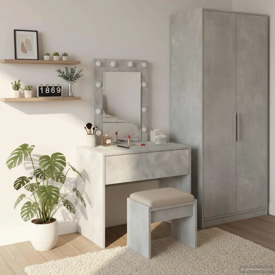 Table de Toilette Gris 60 x 40 x 70 cm Bois d'ingénierie