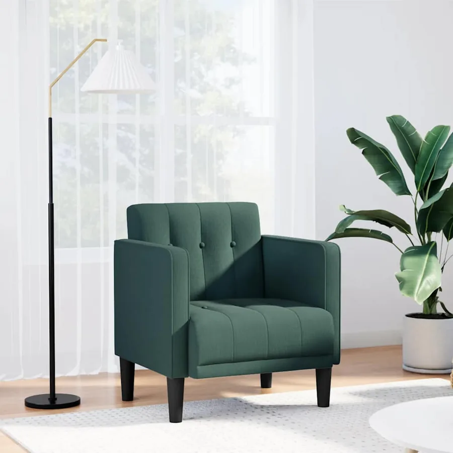 Fauteuil canapé avec accoudoirs tissu vert foncé 53 cm