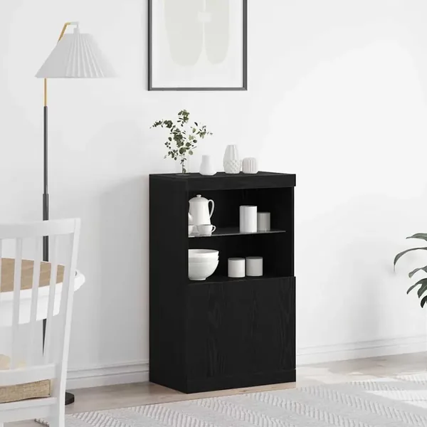Buffet LED Noir 60 x 37 x 100 cm Bois d'ingénierie