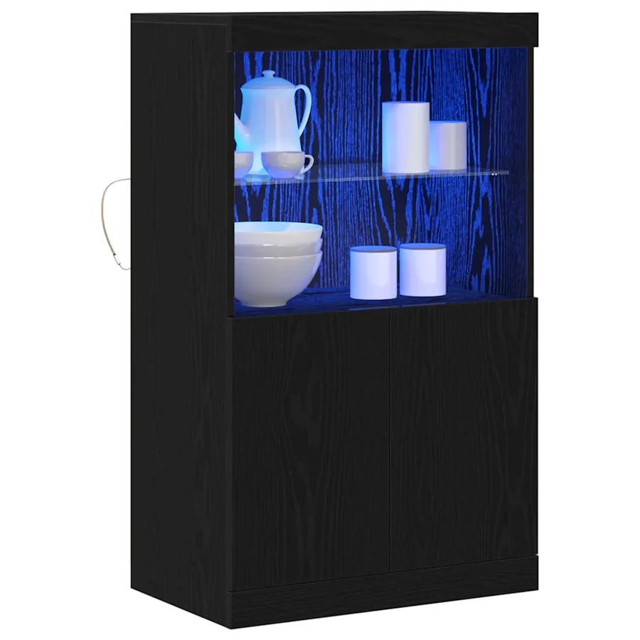 Buffet LED Noir 60 x 37 x 100 cm Bois d'ingénierie - 3