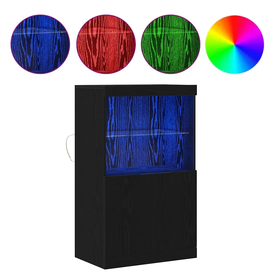 Buffet LED Noir 60 x 37 x 100 cm Bois d'ingénierie - 4