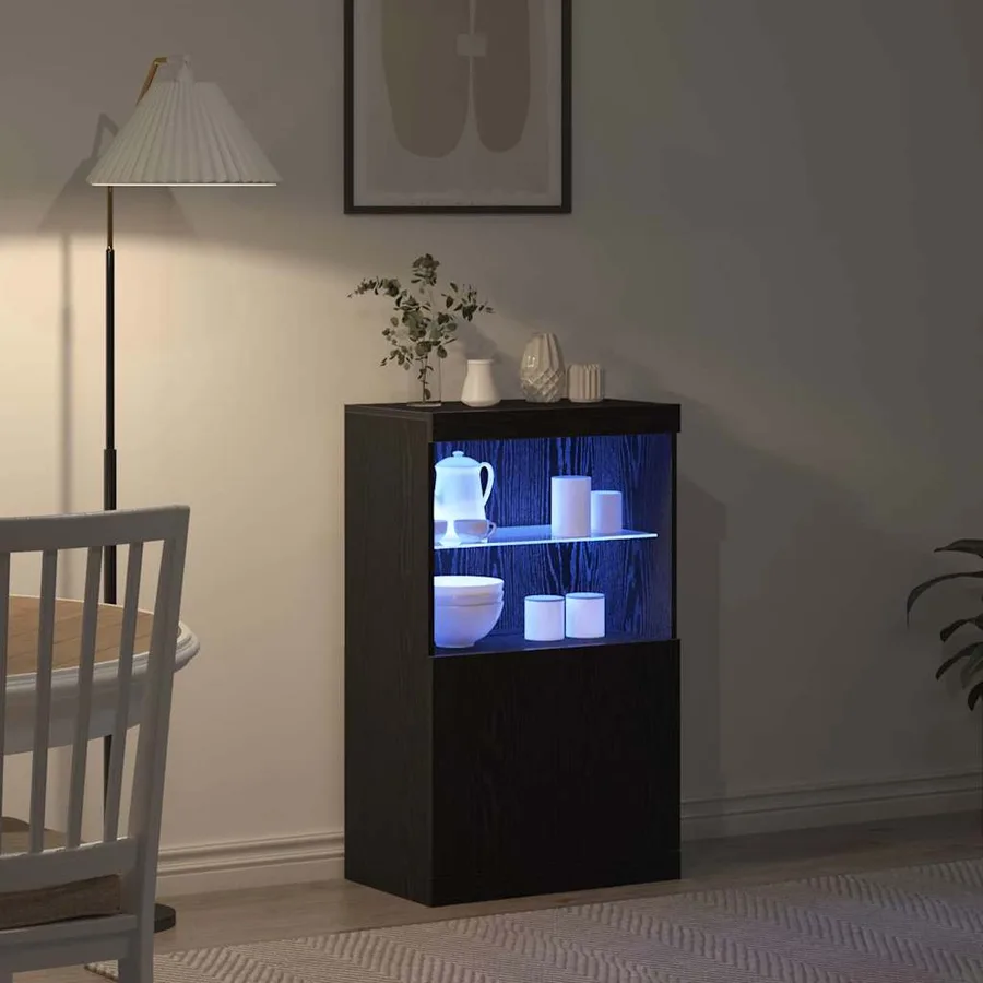 Buffet LED Noir 60 x 37 x 100 cm Bois d'ingénierie - 5