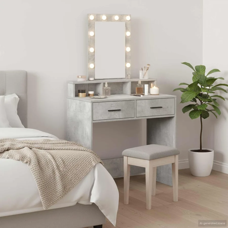 Table de Toilette Gris 79 x 41 x 140 cm Bois d'ingénierie