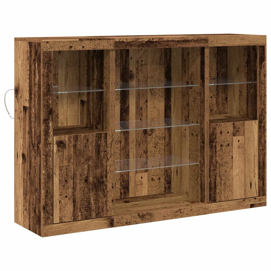 Buffet LED Bois ancien 142,5 x 37 x 100 cm Bois d'ingénierie - 2