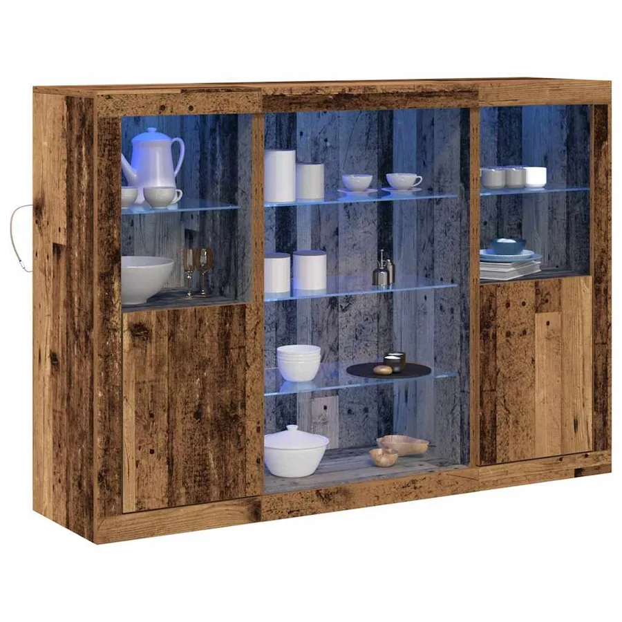 Buffet LED Bois ancien 142,5 x 37 x 100 cm Bois d'ingénierie - 3