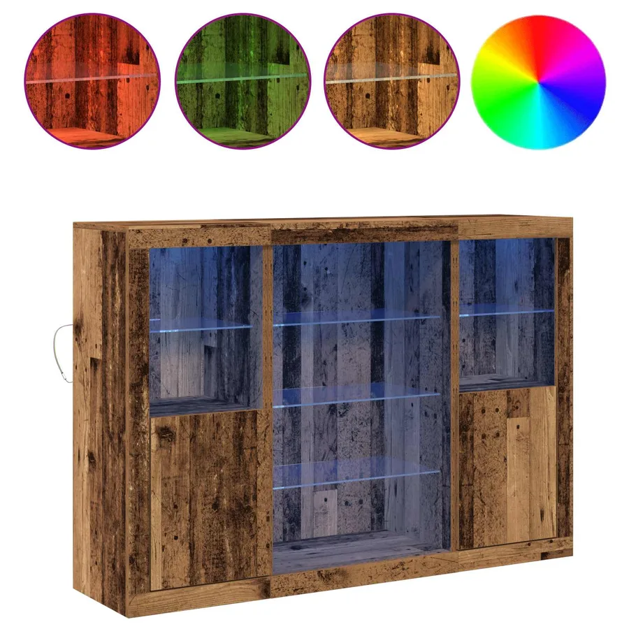 Buffet LED Bois ancien 142,5 x 37 x 100 cm Bois d'ingénierie - 4