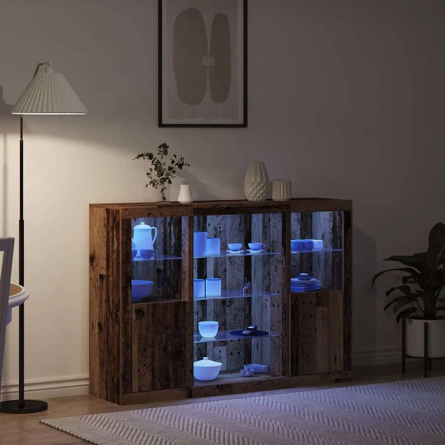 Buffet LED Bois ancien 142,5 x 37 x 100 cm Bois d'ingénierie - 5