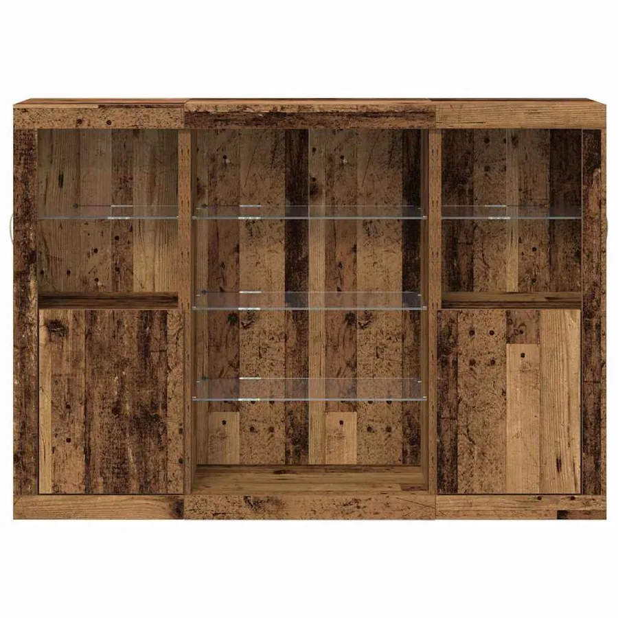 Buffet LED Bois ancien 142,5 x 37 x 100 cm Bois d'ingénierie - 6
