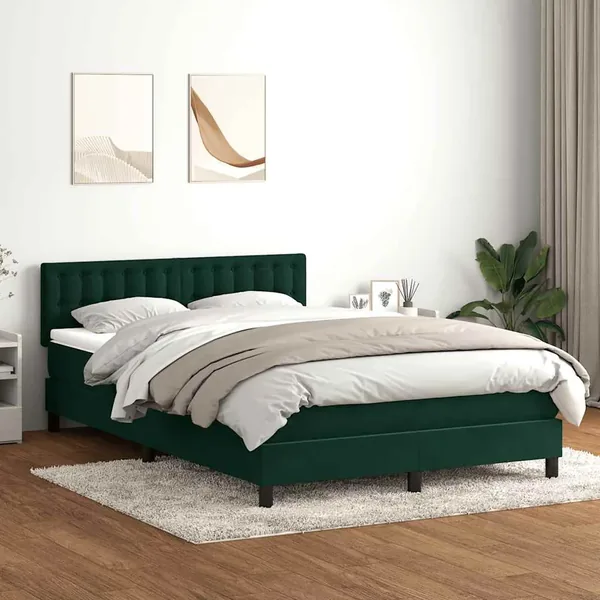 Sommier à lattes de lit et matelas vert foncé 160x220cm velours