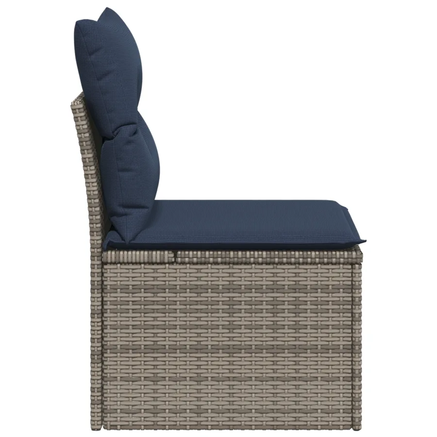 Chaise de jardin sans accoudoirs avec coussins gris poly rotin - 4