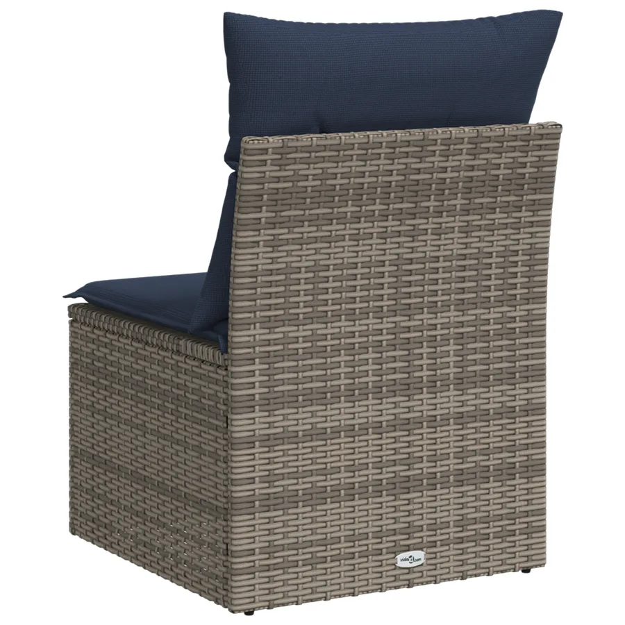 Chaise de jardin sans accoudoirs avec coussins gris poly rotin - 5