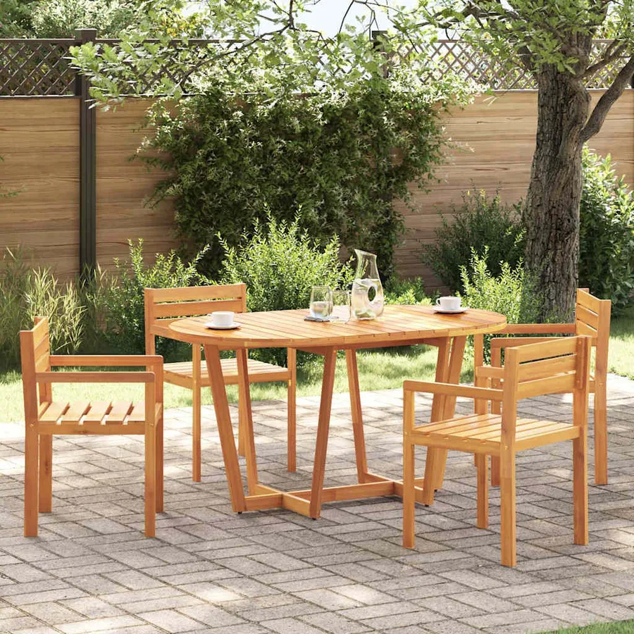 Table de jardin ovale 150 x 90 x 75 cm en bois d'acacia massif - 3