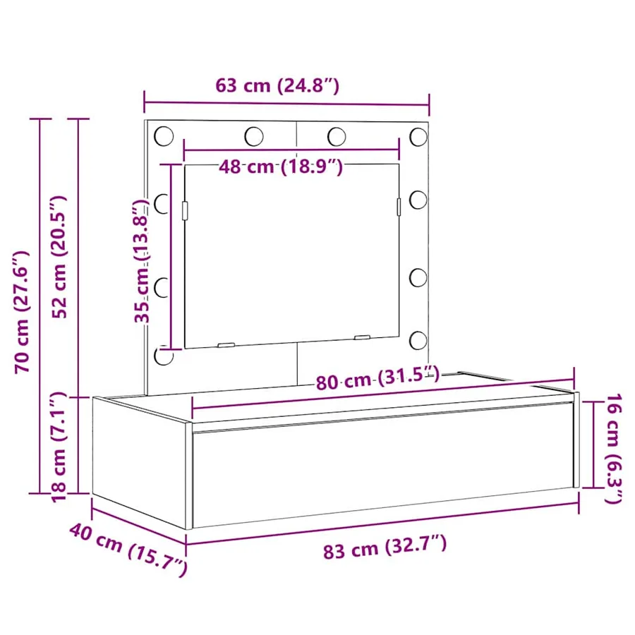 Table de Toilette Marron 83 x 40 x 70 cm Bois d'ingénierie - 11