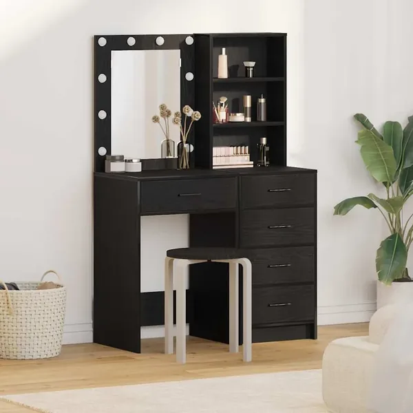 Table de Toilette 2 pcs Noir 50 x 41 x 135 cm Bois d'ingénierie
