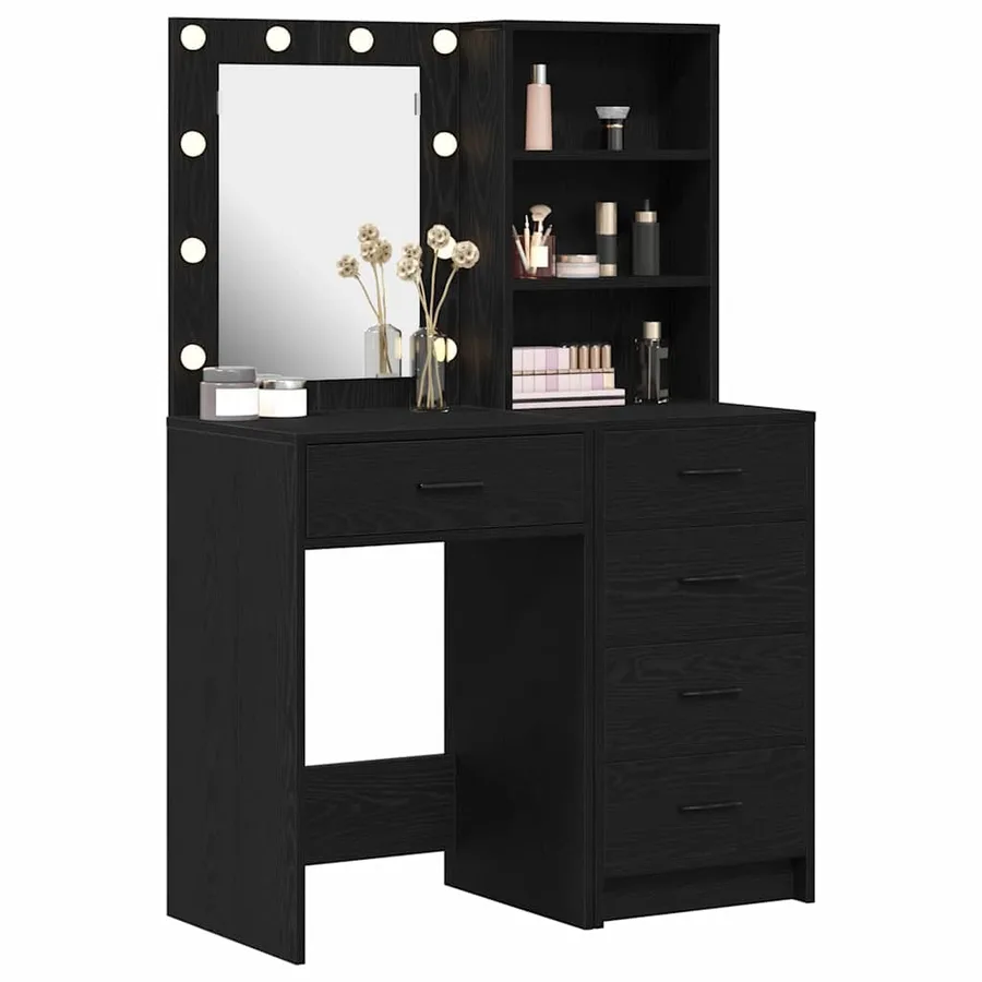 Table de Toilette 2 pcs Noir 50 x 41 x 135 cm Bois d'ingénierie - 3