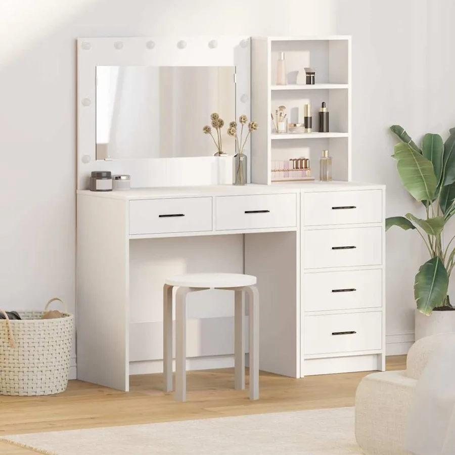 Table de Toilette Blanc 78.5 x 41 x 135 cm Bois d'ingénierie