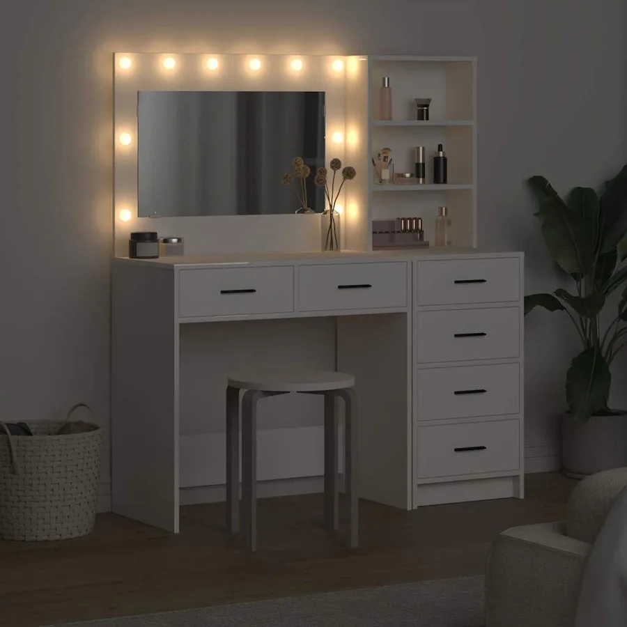 Table de Toilette Blanc 78.5 x 41 x 135 cm Bois d'ingénierie - 4