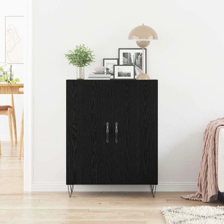 Buffet Chêne noir 69,5 x 34 x 90 cm Bois d'ingénierie - 4